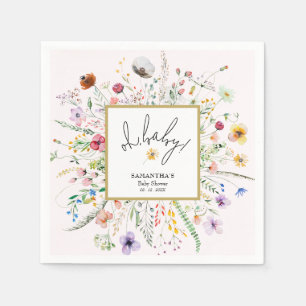 Wilde Bloemen Meisje Baby Shower Roze Servet