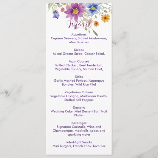 Wilde Bloemen Menu (Voorkant)