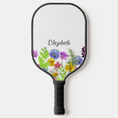  wilde bloemen met aangepaste naam Womens Pickleball Paddle (Voorkant)