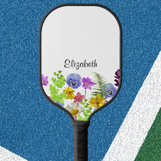  wilde bloemen met aangepaste naam Womens Pickleball Paddle