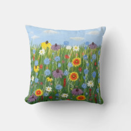 Wilde bloemen met blauwe hemden kussen