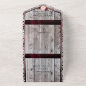 Wilde bloemen met Bourgogne lint, kant en licht All In One Uitnodiging (Buitenkant)