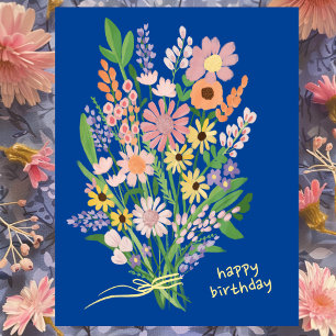 Wilde Bloemen Met de Hand Geschilderd Gouache Gelu Briefkaart