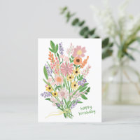 Wilde Bloemen Met de Hand Geschilderd Gouache Gelu