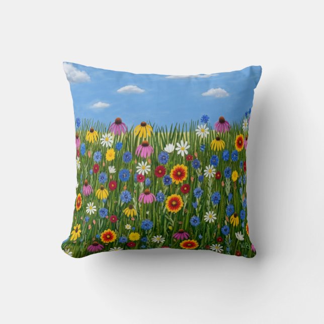 Wilde bloemen met madeliefjes kussen (Voorkant)