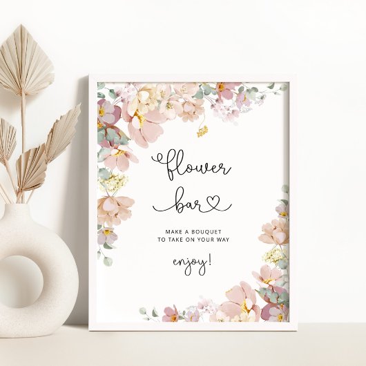 Wilde bloemen minimalistisch ventilatorstang poster