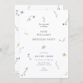 Wilde bloemen minimalistische elegante verjaardag kaart (Voorkant / Achterkant)