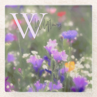Wilde bloemen Monogram Glazen Onderzetter