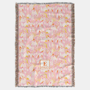 Wilde bloemen monogram naam werp deken