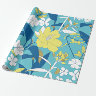 Wilde bloemen naadloos op witte achtergrond cadeaupapier