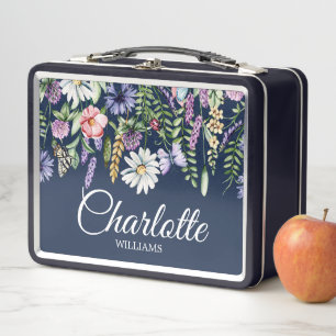 Wilde Bloemen Navy Blauwe Persoonlijke Kinderen