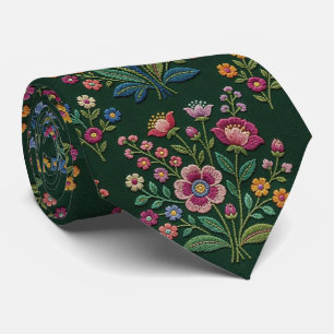 Wilde Bloemen Nepzijde Vintage Borduurwerk Stijl Stropdas