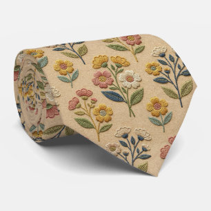 Wilde Bloemen Nepzijde Vintage Borduurwerk Stijl Stropdas