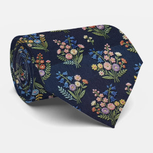 Wilde Bloemen Nepzijde Vintage Borduurwerk Stijl Stropdas