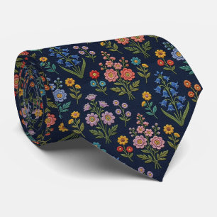 Wilde Bloemen Nepzijde Vintage Borduurwerk Stijl Stropdas
