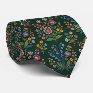 Wilde Bloemen Nepzijde Vintage Borduurwerk Stijl Stropdas