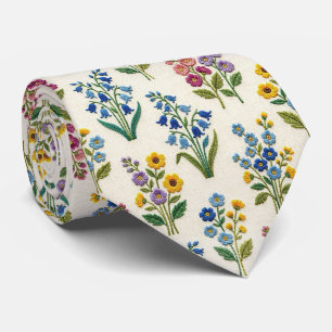 Wilde Bloemen Nepzijde Vintage Borduurwerk Stijl Stropdas