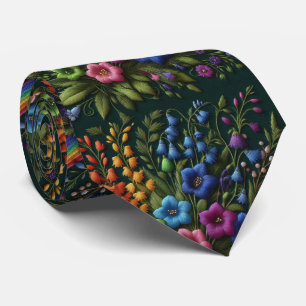 Wilde Bloemen Nepzijde Vintage Borduurwerk Stijl Stropdas
