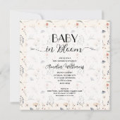 Wilde bloemen op Ivory-Baby shower Kaart (Achterkant)