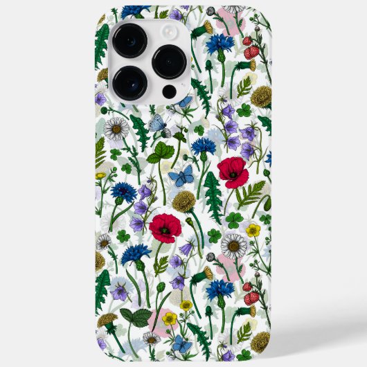 Wilde bloemen op wit Case-Mate iPhone case (Achterkant)