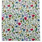 Wilde bloemen op wit douchegordijn (Voorkant)