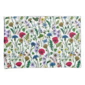 Wilde bloemen op wit kussensloop (Voorkant-Rechts)