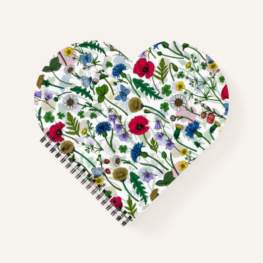 Wilde bloemen op wit notitieboek (Voorkant)