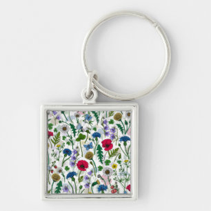 Wilde bloemen op wit sleutelhanger
