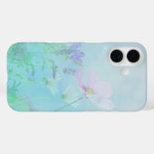 Wilde bloemen op Zachte Blauwe Floral iPhone Case (Achterkant (horizontaal))
