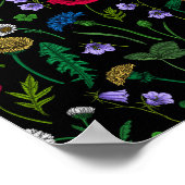 Wilde bloemen op zwart poster (Hoek)