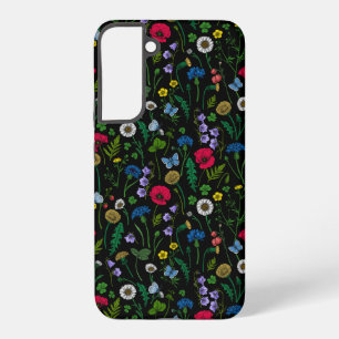 Wilde bloemen op zwart samsung galaxy hoesje