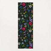 Wilde bloemen op zwart yogamat (Voorkant)