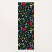 Wilde bloemen op zwart yogamat (Achterkant)