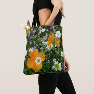 Wilde bloemen: Oranje witte roze Canvas tas