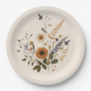 Wilde Bloemen Oude Bloemen Boeket Boheemse Bruilof Papieren Bordje