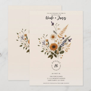 Wilde Bloemen Oude Bloemen Boeket Boho Trouwfeest Kaart