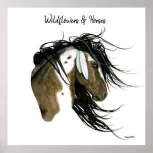 Wilde Bloemen & Paarden Droomvangende Kunst van Bi Poster