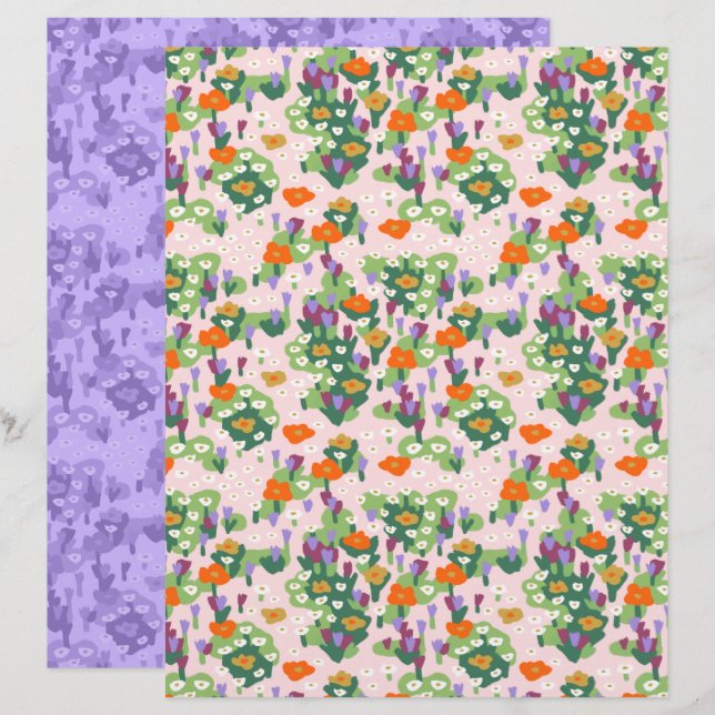 Wilde Bloemen Patch Schrijfboek Papier (Voorkant / Achterkant)