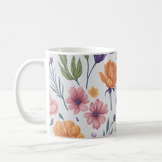 Wilde bloemen patroon koffiemok (Links)
