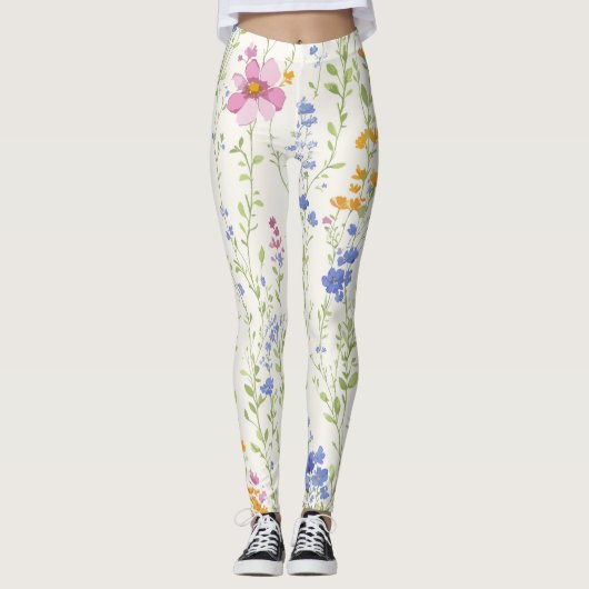 Wilde bloemen Patroon Leggings (Voorkant)