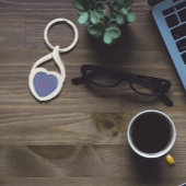Wilde bloemen patroonnaam blauwe metalen Sleutelha Sleutelhanger