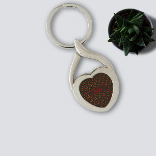 Wilde bloemen patroonnaam bruine Sleutelhanger