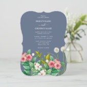 Wilde bloemen Periwinkle Dusty Blue Wedding Kaart (Staand voorkant)