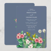 Wilde bloemen Periwinkle Dusty Blue Wedding Kaart (Voorkant / Achterkant)