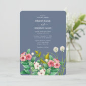Wilde bloemen Periwinkle Dusty Blue Wedding Kaart (Staand voorkant)