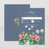 Wilde bloemen Periwinkle Dusty Blue Wedding RSVP Kaartje (Voorkant / Achterkant)