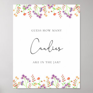 Wilde bloemen raden hoeveel snoepjes poster