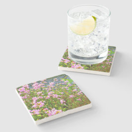 Wilde bloemen, rivier, roze, bloem stenen onderzetter