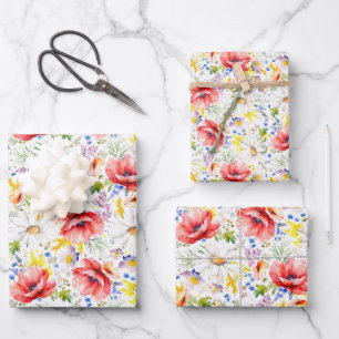 Wilde bloemen - Romantische Kleurrijke Weide Bloem Inpakpapier Vel