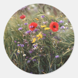 Wilde bloemen ronde sticker